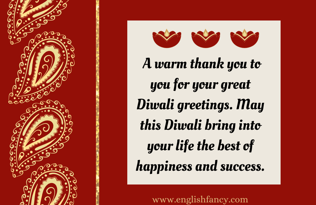 Reply to Diwali Greetings